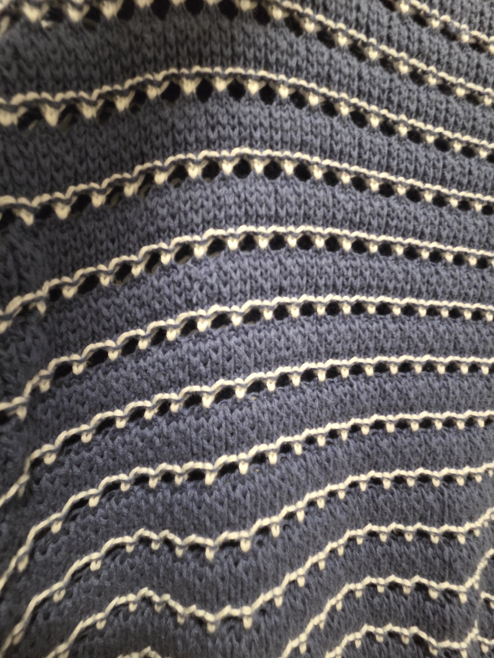 Hollister Navy and White Striped Open-Knit Crewneck Sweater - Picture 6 of 7